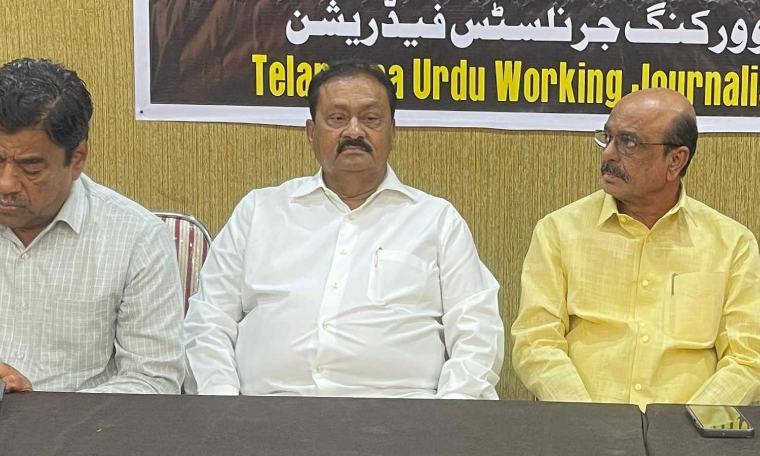 Shabbir Ali pays tribute to Urdu ajournalists and demands BRS clarity on Muslim BC quota.